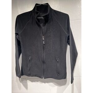 CALVIN KLEIN Performance WOMENS FLEECE Sweater JACKET M BLACK ZIP FRONT POCKETS